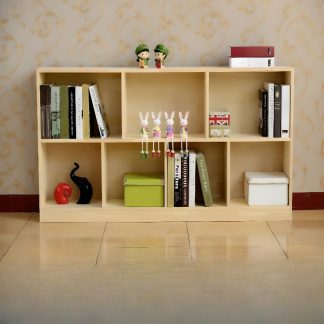 "Casual Natural Color Standard Kids Bookshelf with Shelf, Horizontal Orientation, Lumber Shelf, Closed Back, Detached"