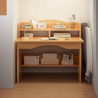 "Timber Wood Color Kids Art Desk with Stockroom, Shelf, and Hutch"
