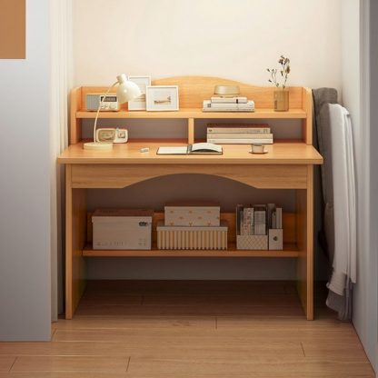 "Timber Wood Color Kids Art Desk with Stockroom, Shelf, and Hutch"