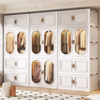 "Modern Synthetic Material Children's Wardrobe with Shelf, Clothing Rod, and Door"